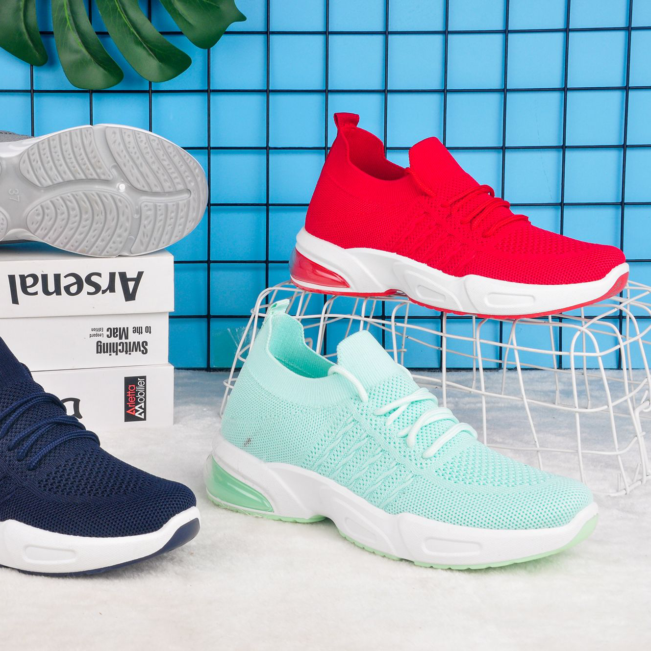 Flying woven women's sports shoes Running shoes cloth shoes casual breathable,