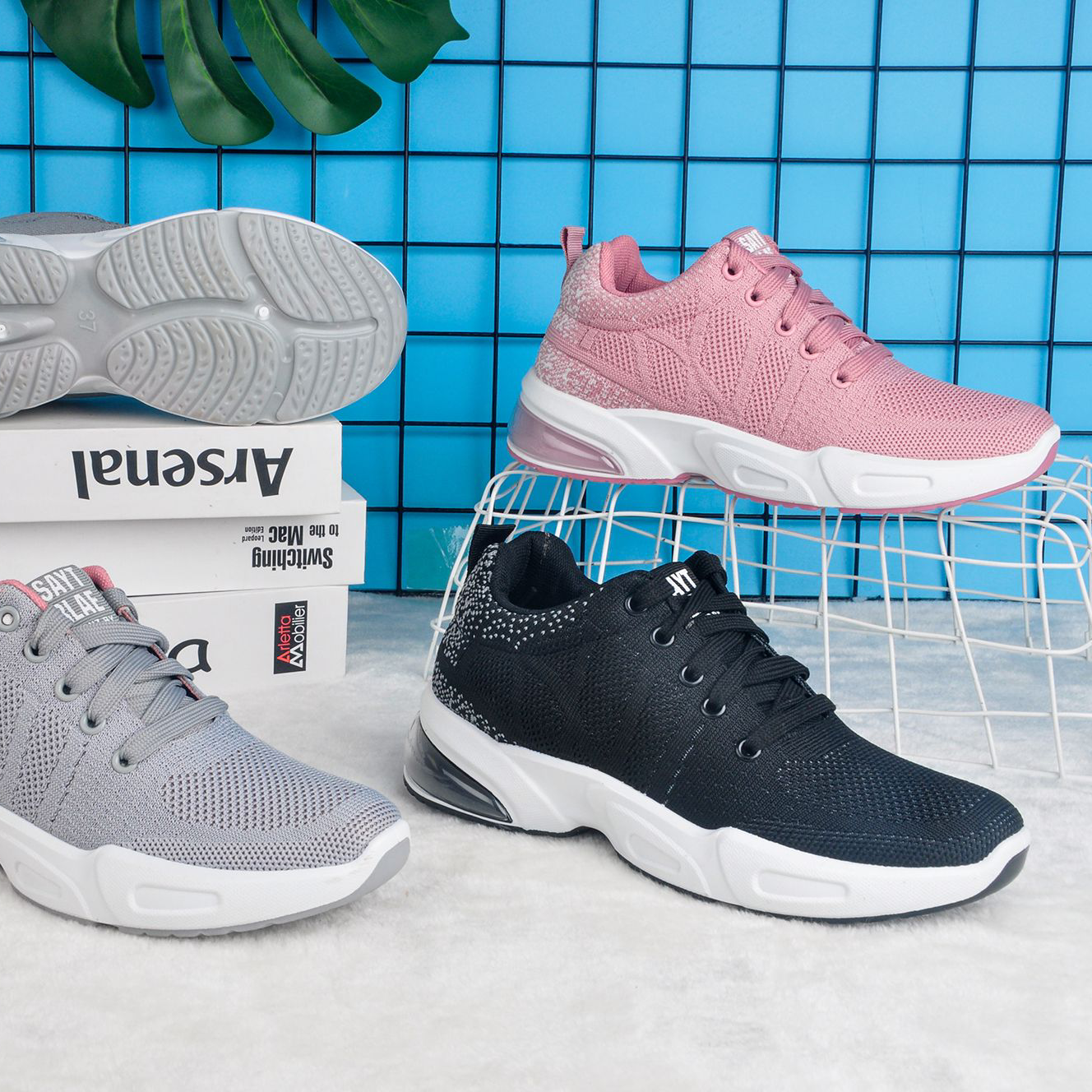 Ladies Fly Woven Casual Sports Shoes Breathable Export Custom Foreign Trade Own Factory Factory Direct Sales @