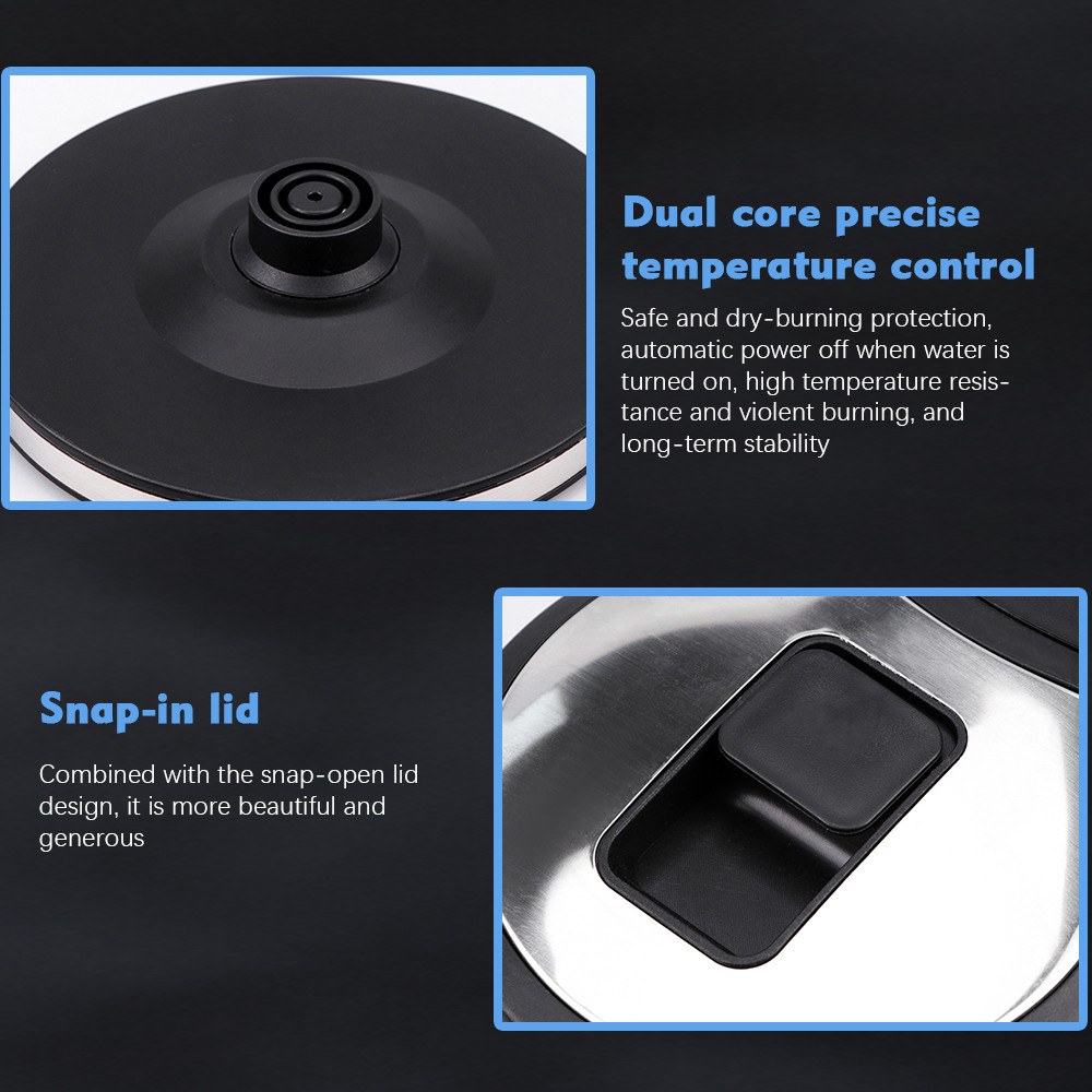 RAF欧规加厚耐热玻璃电热水壶家用自动断电大容量透明电烧水壶2L详情图5