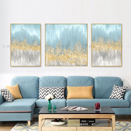 Hand-painted abstract oil painting, modern and simple abstract fallen leaves bring wealth, American triple living room sofa background decoration painting detail image 3