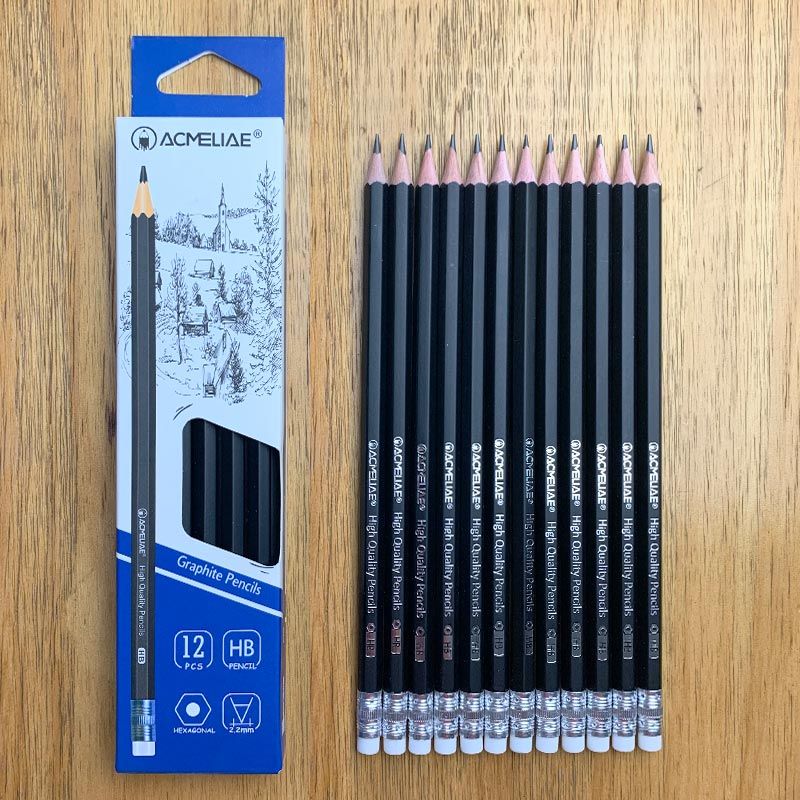 Black Matte Hex Bar Leather Lead Pencil (From Stock)