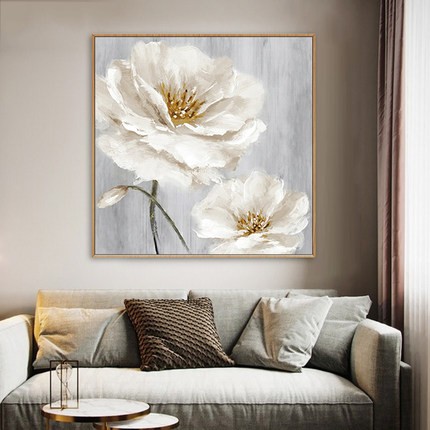 Hand-painted abstract oil paintings for the entrance and dining room decoration, modern and simple Nordic-style floral wall hangings detail image 3