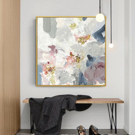 Hand-painted abstract oil painting, modern and simple Nordic abstract flower decoration for the living room entrance, large hanging painting for the dining room Specification image