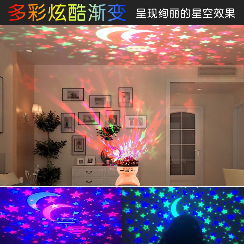 Cross-border LED creative gifts, starry sky music projector, Bluetooth music player, USB speaker, night light, starry sky table lamp details Picture