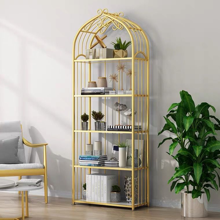 Nordic ironwork birdcage storage rack, floor-standing display rack, decorated golden birdcage flower stand, storage rack, multi-layer rack