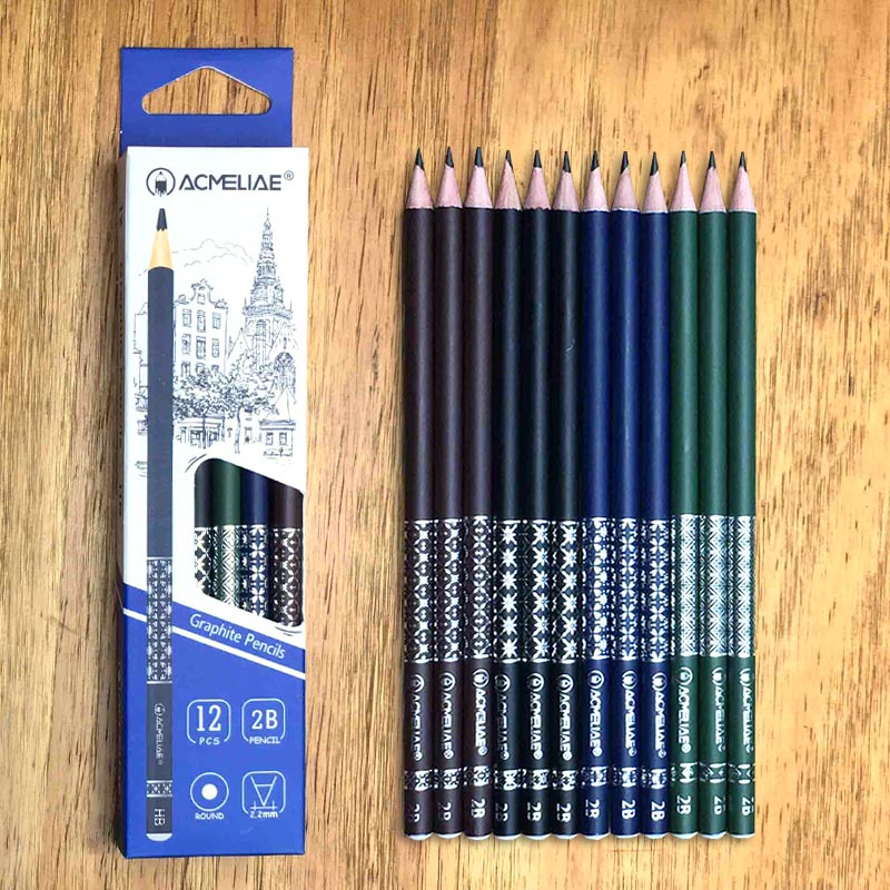 Color Round Stick Roll Print Dip Head 2B Pencil (From Stock)