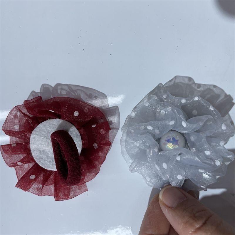 Korean-style simple, trendy and fashionable printed gauze pearl hair band and hair tie, Filaiya hair tie details Picture