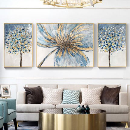 Nordic living room decorative paintings, light luxury hanging paintings, modern, simple, high-end and elegant three-piece sofa murals detail image 4