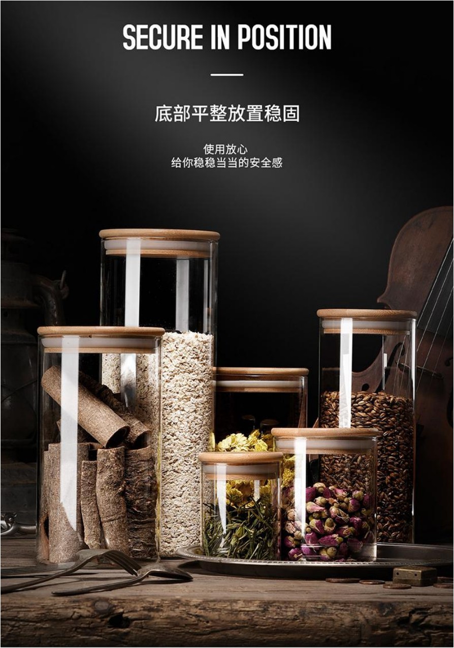 Tea canister glass sealed jar, tea storage jar glass bottle, flower tea display jar, kitchen storage jar detail image 3