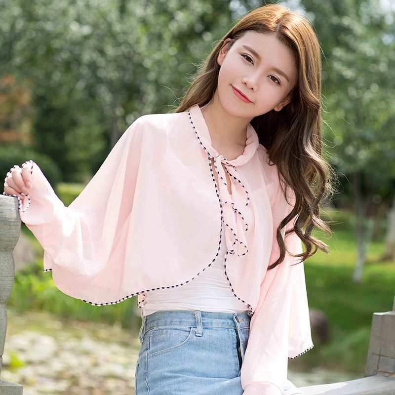 Yiwu's top-quality sun protection shawl for women, summer chiffon fashion, air-conditioned shawl, light cycling sun protection sleeved sun protection clothing for women Application Scenario