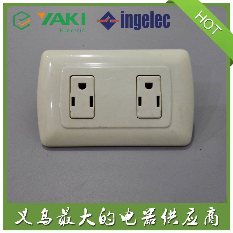 American-style two-pin wall socket switch B1055 copper part, one round and two flat plugs