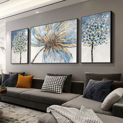 Nordic living room decorative paintings, light luxury hanging paintings, modern, simple, high-end and elegant three-piece sofa murals Specification image