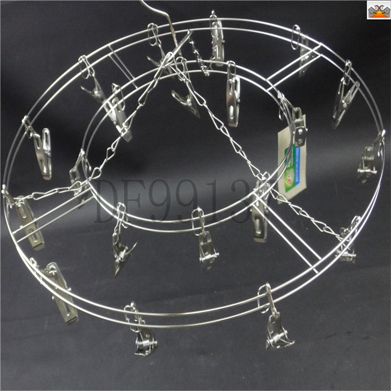 DF99137 实心双层圆形晾衣夹20夹圆形不锈钢衣架 双层不锈钢袜夹衣架DF Trading House详情3