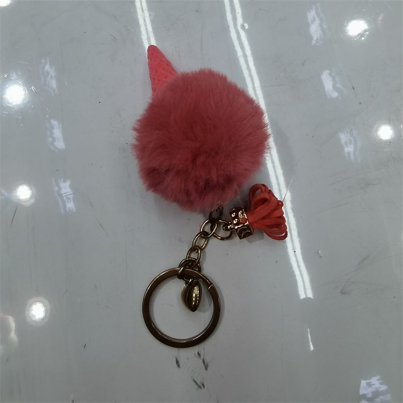 A cute and trendy Korean-style ice cream pom-pom keychain details Picture