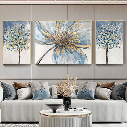 Nordic living room decorative paintings, light luxury hanging paintings, modern, simple, high-end and elegant three-piece sofa murals detail image 1