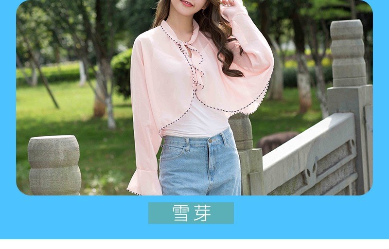 义乌好货防晒披肩女夏季雪纺时尚外搭空调披肩轻薄骑车遮阳带袖防晒衣女详情图7