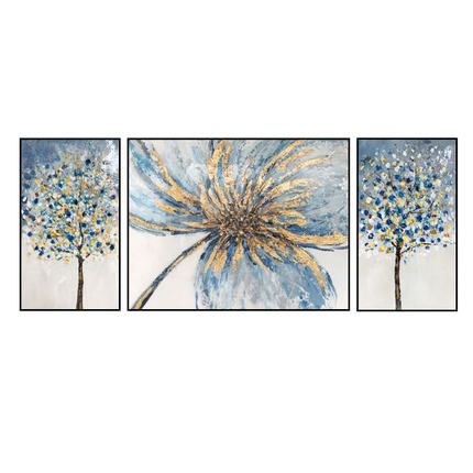 Nordic living room decorative paintings, light luxury hanging paintings, modern, simple, high-end and elegant three-piece sofa murals details Picture