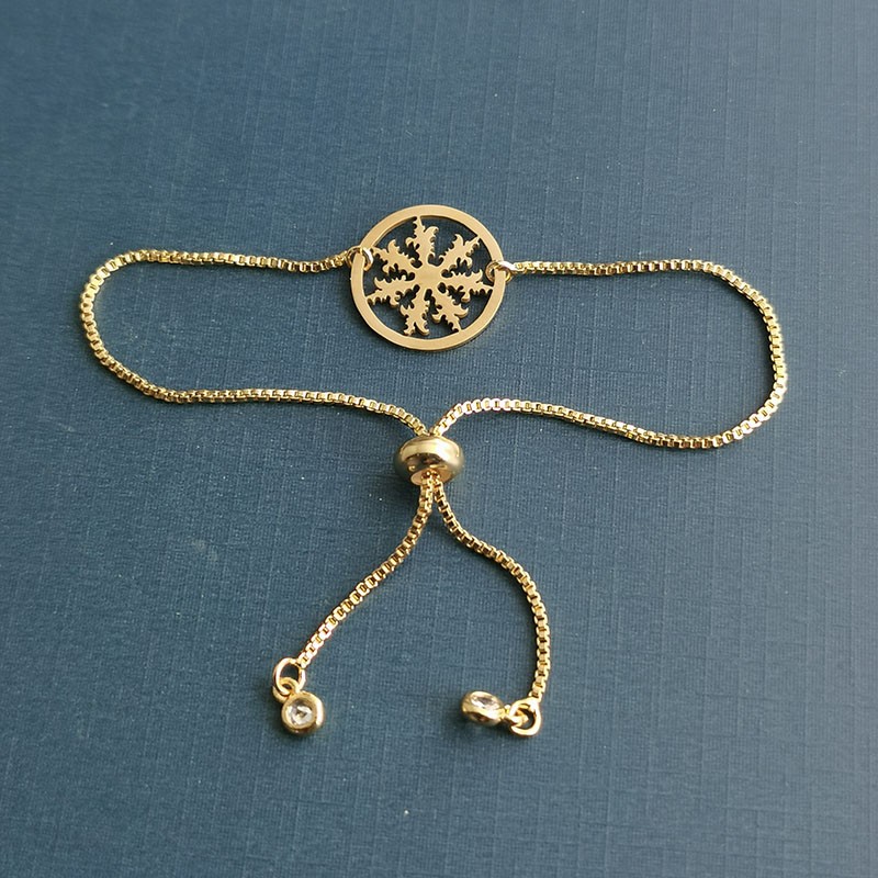 Fashionable snowflake gold-plated bracelet, stainless steel pendant, eBay AliExpress, wish cross-border supply detail image 5