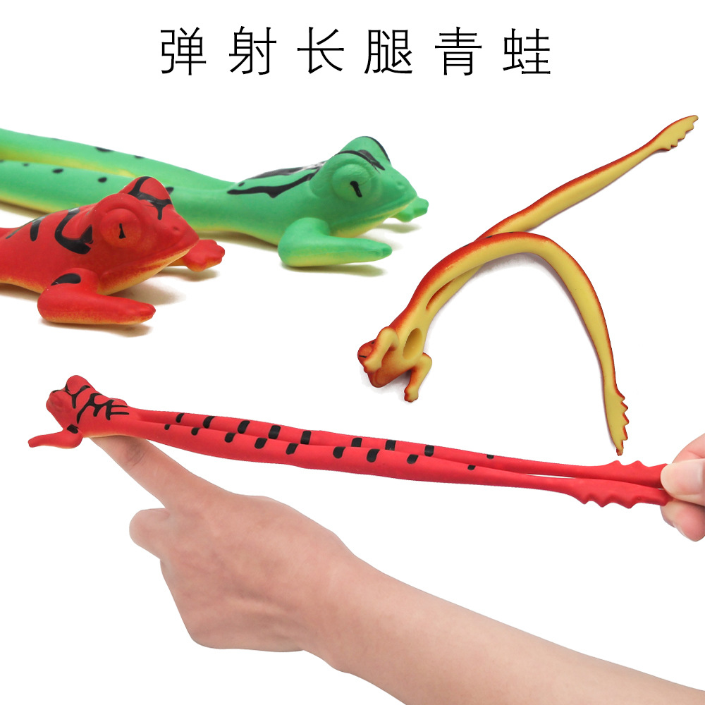 亚马逊跨境新款复活节TPR弹力喷漆长腿青蛙 发泄新奇手指弹弓玩具 厂家直销