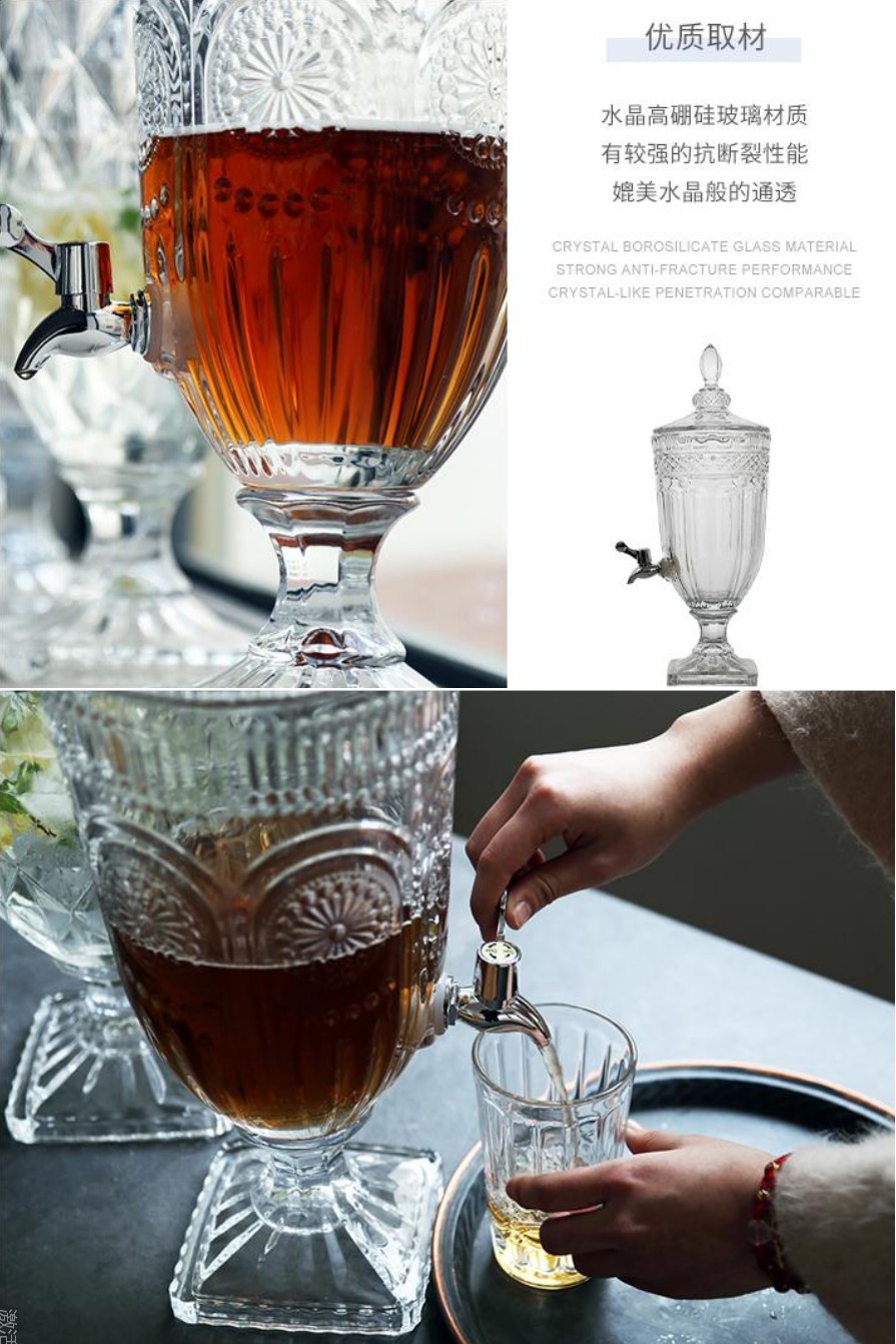 Glass juice VAT, juice Ding, popular juice can, beverage bucket with faucet, bar counter cold drink machine, soda can, cola bucket, 5L detail image 2