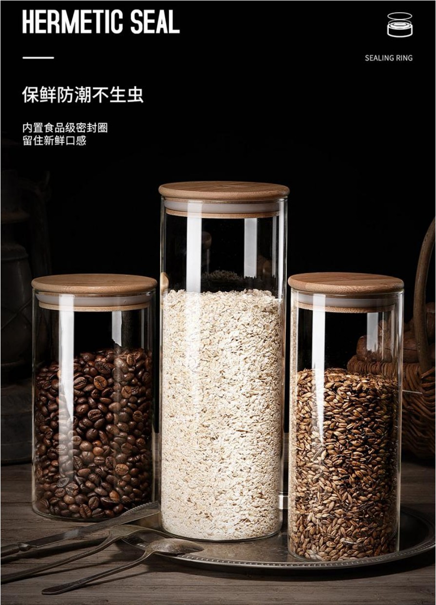Tea canister glass sealed jar, tea storage jar glass bottle, flower tea display jar, kitchen storage jar detail image 8