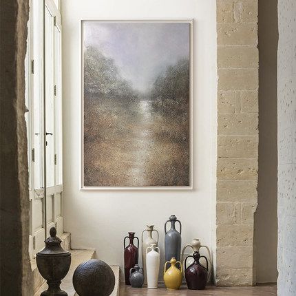 Simple Landscape Giant Living Room Floor Painting Vertical Sofa Background Wall Decoration Hanging Painting High-Grade Atmospheric Hand-Painted Oil Painting Item Picture