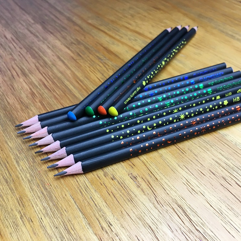 Black Matte Triangular Rod Star Sticky Top Pencil (In Stock) Specification drawing