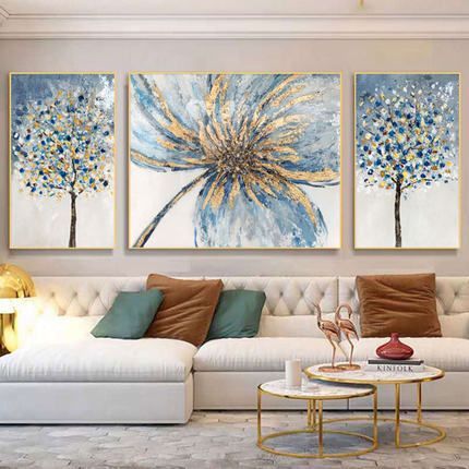 Nordic living room decorative paintings, light luxury hanging paintings, modern, simple, high-end and elegant three-piece sofa murals Application Scenario