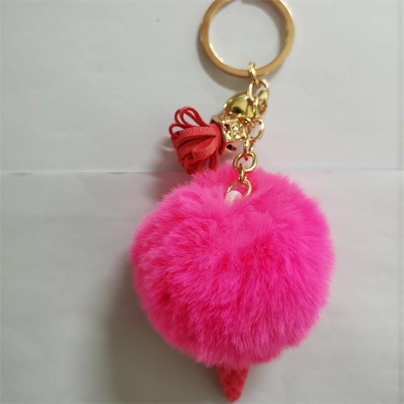 A cute and trendy Korean-style ice cream pom-pom keychain detail image 1