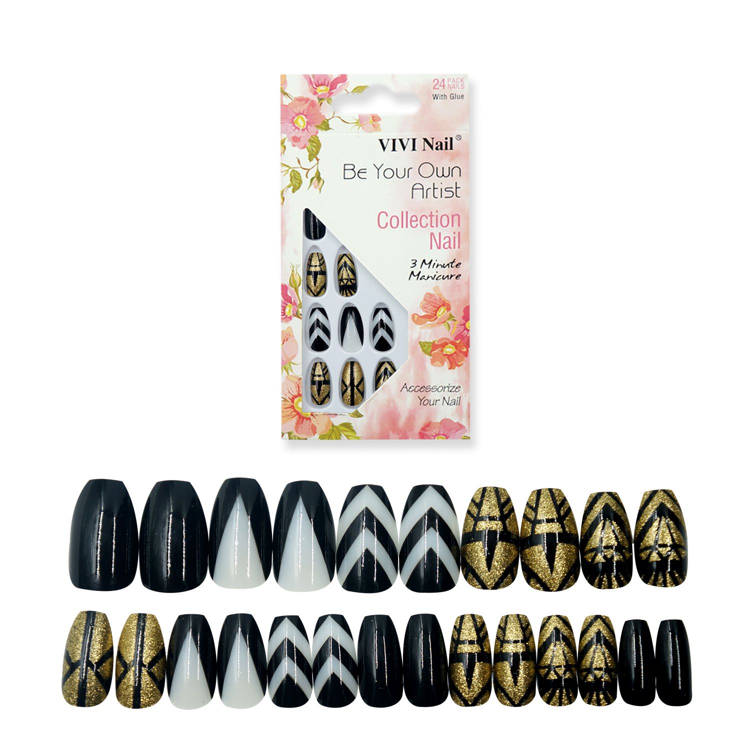 假指甲贴片 芭蕾甲棺材甲片贴美甲成品 指甲贴片24片定做指甲美甲片
