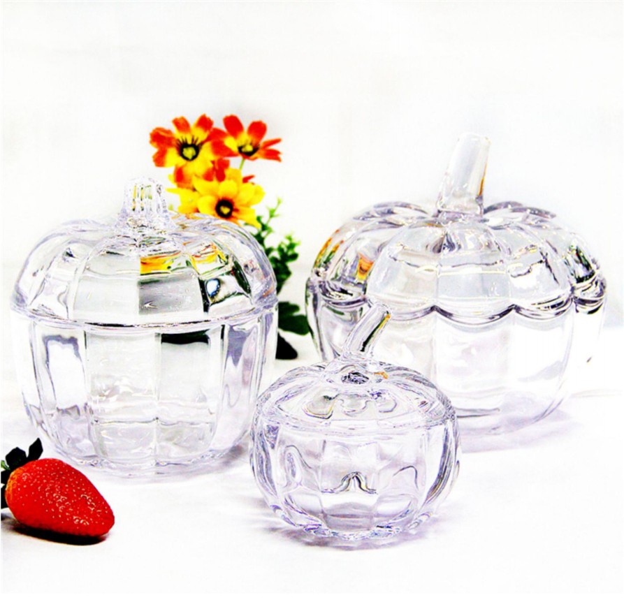 Glass jar pumpkin candy jar fruit snack set in purple style detail image 1