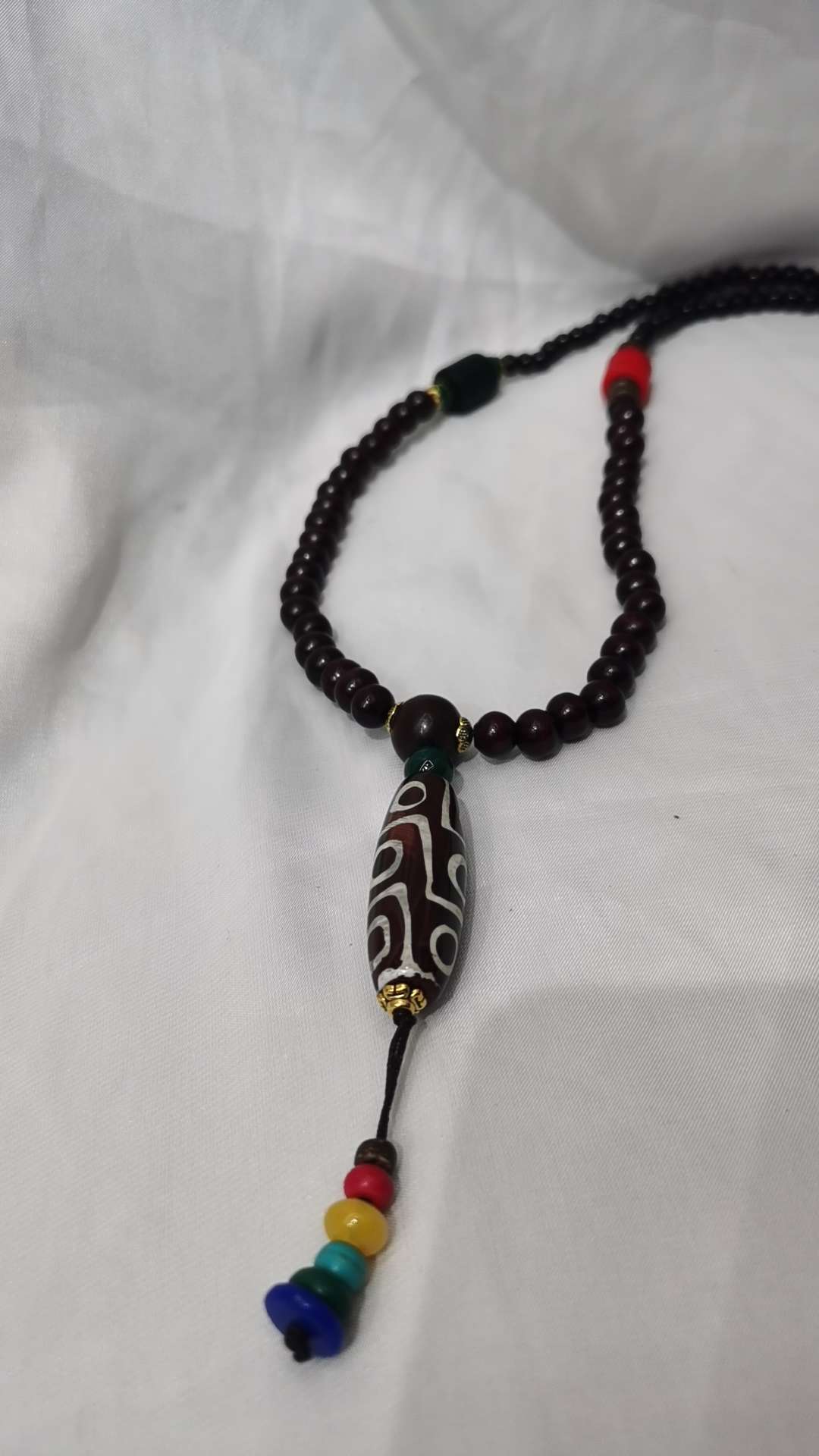小叶紫檀天珠项链配天然蓝水晶吊坠 925银镶嵌情侣对戒同款设计 珠宝首饰精选产品图