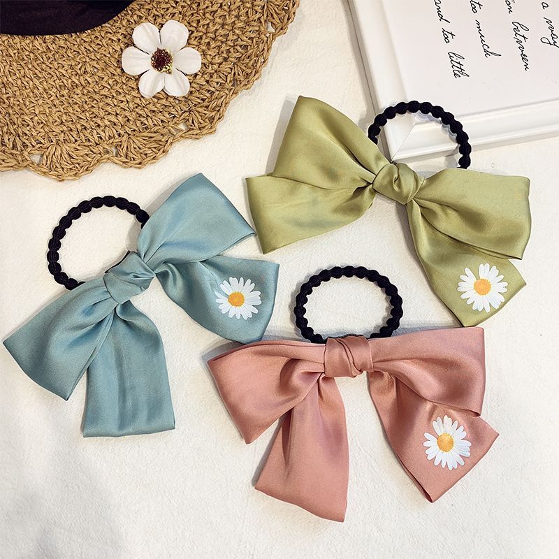 Little Daisy Hair Tie Super Fairy French Flower Hair Tie Mori Bow Hair Tie Ins Satin Large Skirt Hair Accessory Girl