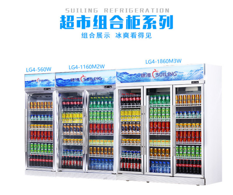 Suiling LG4-1160M2W luxury supermarket combination standing cabinet, standing display cabinet, refrigerator and freezer detail image 2