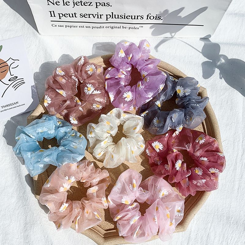Mesh Small Daisy Super Fairy Hair Circle Chrysanthemum Large Hair Circle Maiden Heart Rope Leather Band Korean Sweet Hair Accessories Headwear