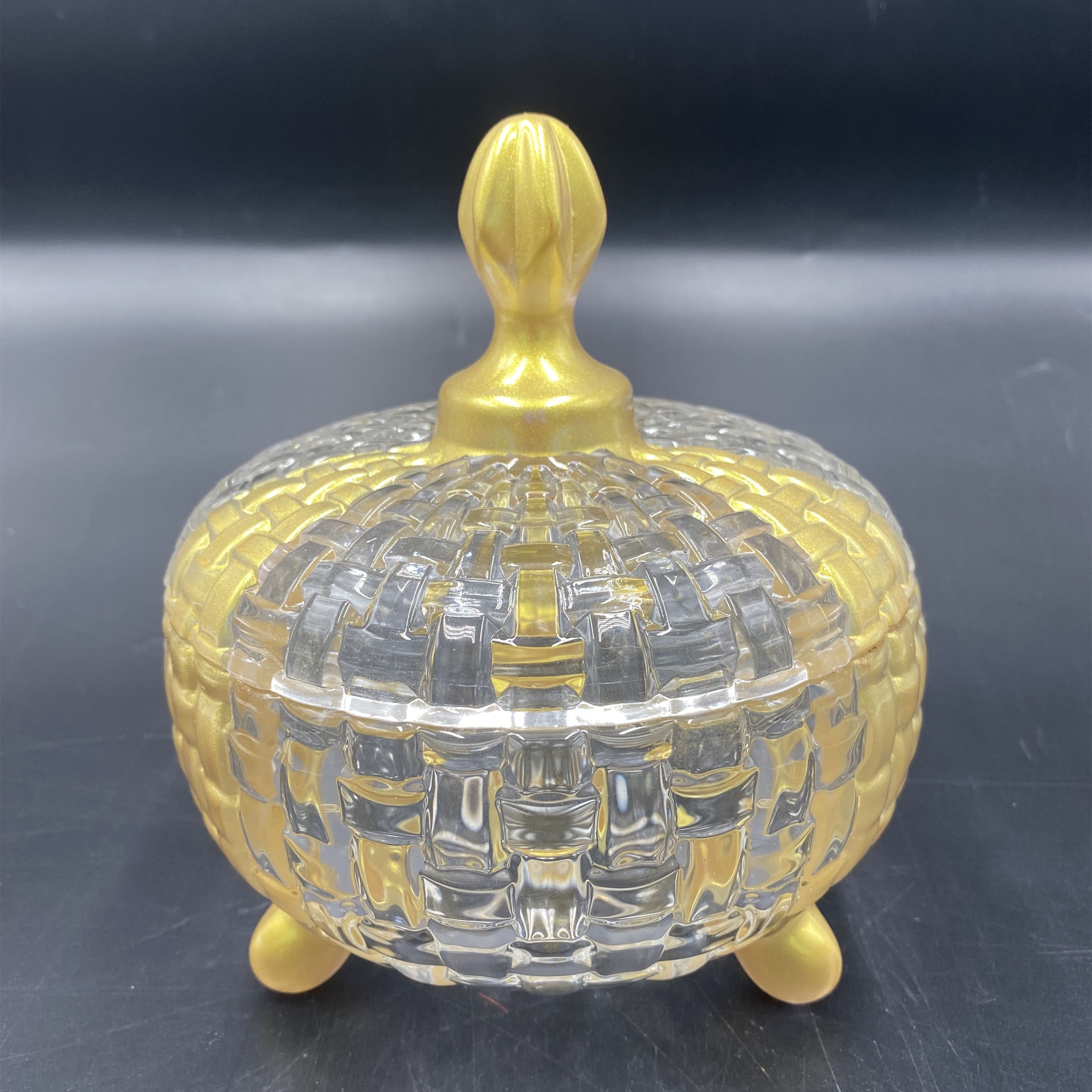 European-style bamboo woven crystal sugar jar, large-capacity storage jar, decorative and storage set with gold