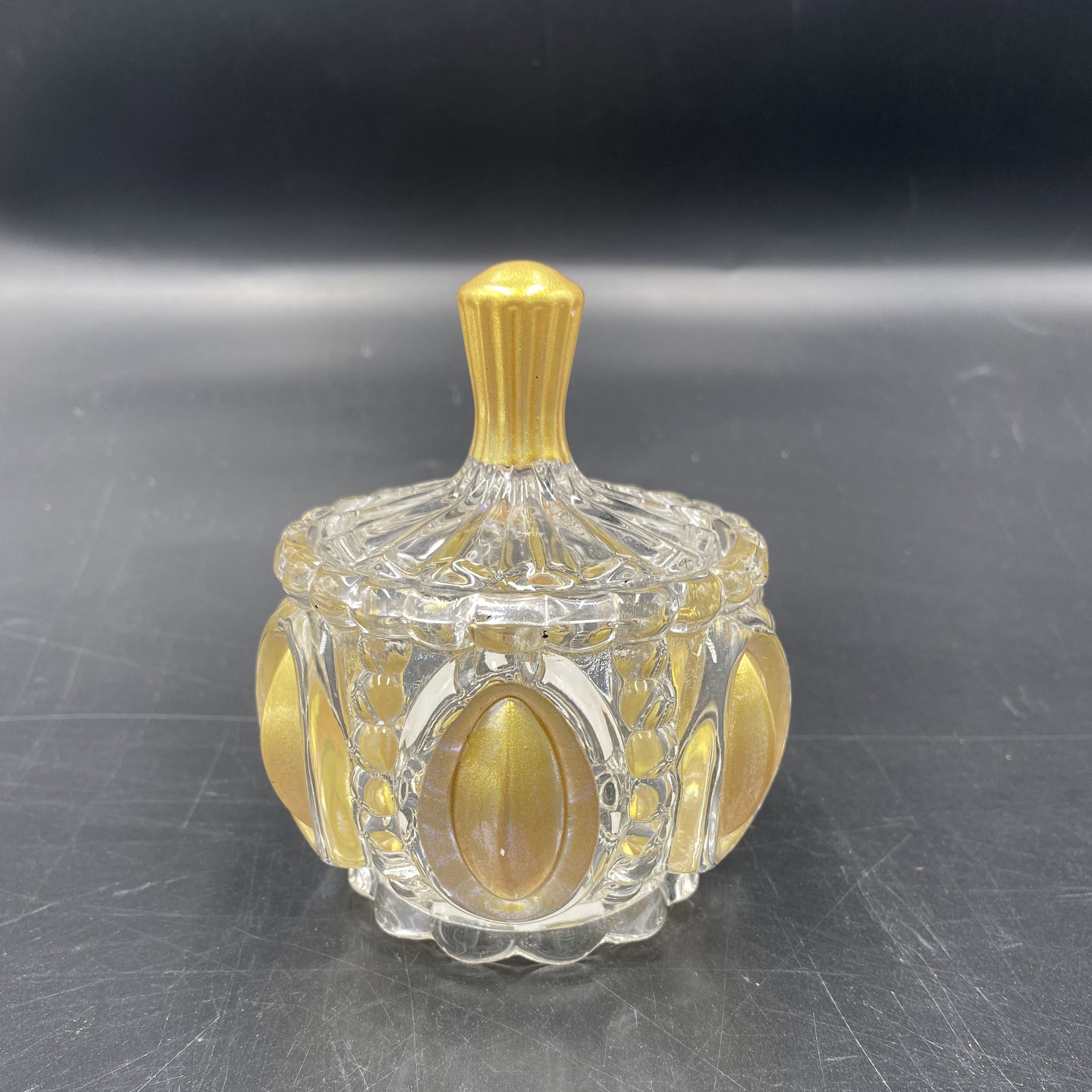 Glass jar sugar jar, small snack jar, golden style