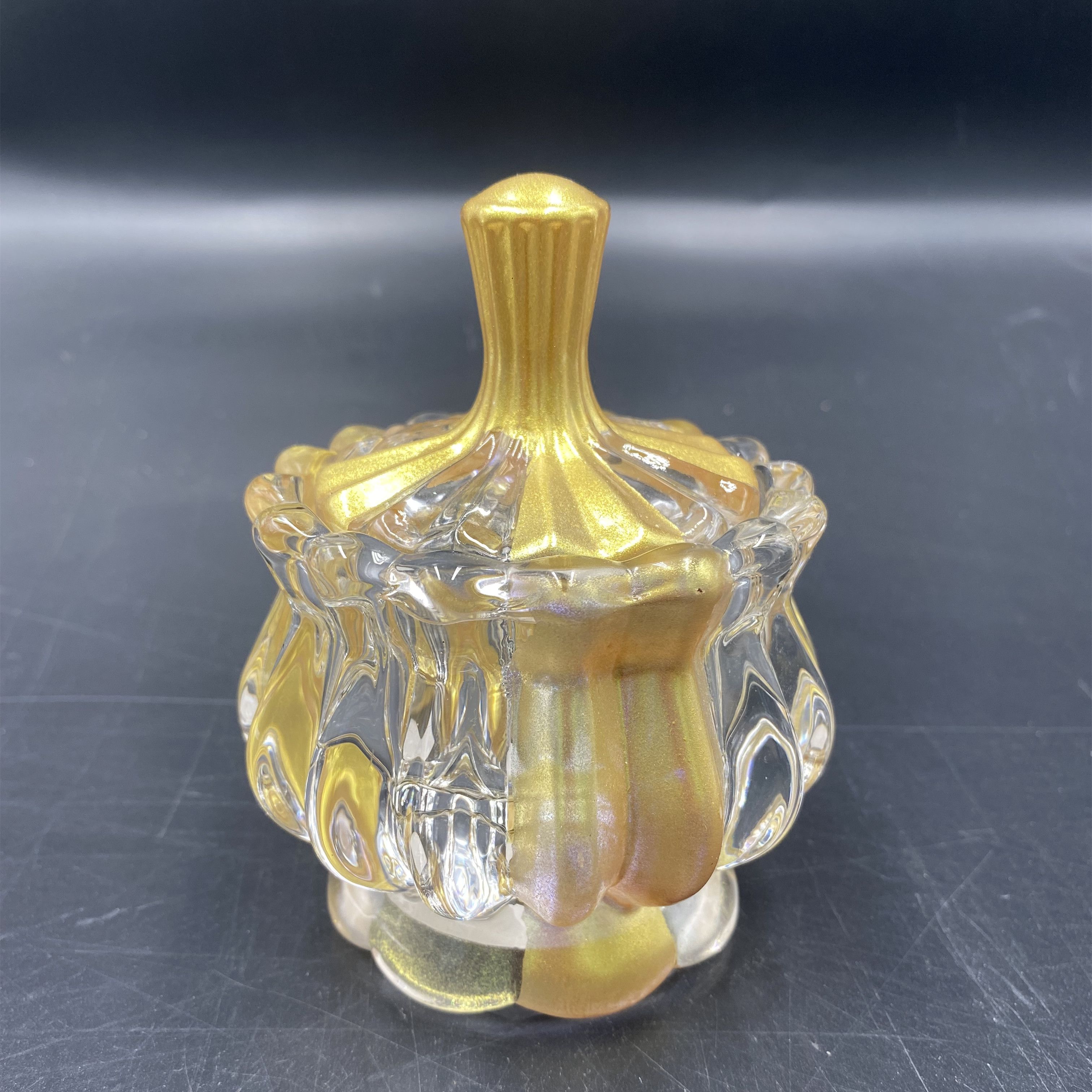 玻璃糖缸 竖条糖缸 金款
