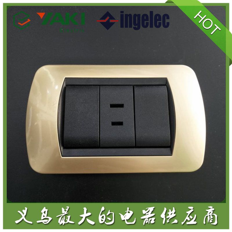 American standard gold-plated socket, one round and two flat wall switch, wall socket