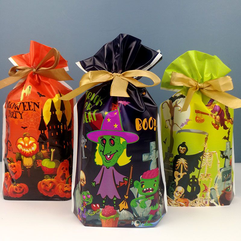 新款万圣节抽绳束口袋雪花酥牛轧糖果包装袋曲奇饼干烘培袋礼品礼物塑料袋子