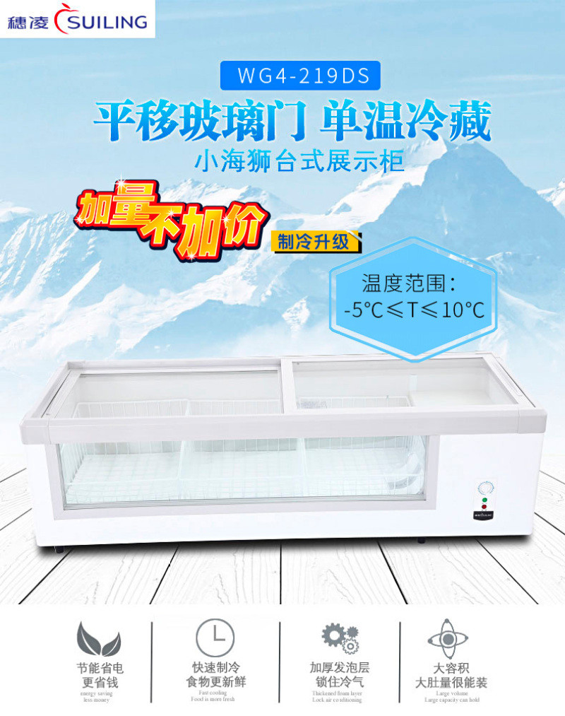 Suiling Refrigerator WG4-219DS / 249DS series countertop display cabinet with sliding glass door single-temperature cold storage detail image 4