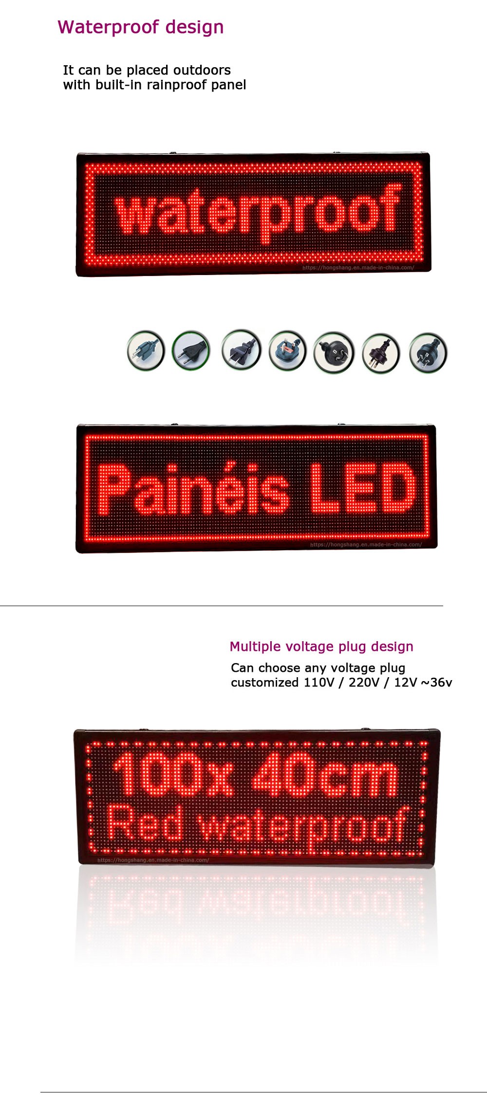 140*40cm红色户外 led显示屏 广告显示屏 屏幕 广告牌详情图2