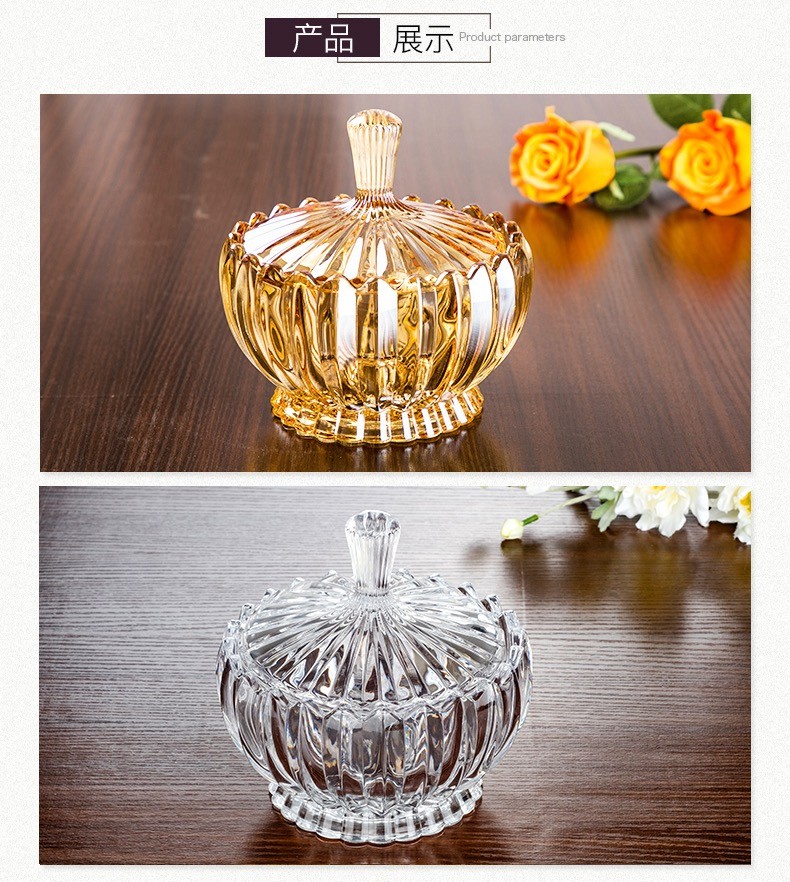 European-style crystal sugar jar, large-capacity storage jar, decorative and storage set with gold detail image 2