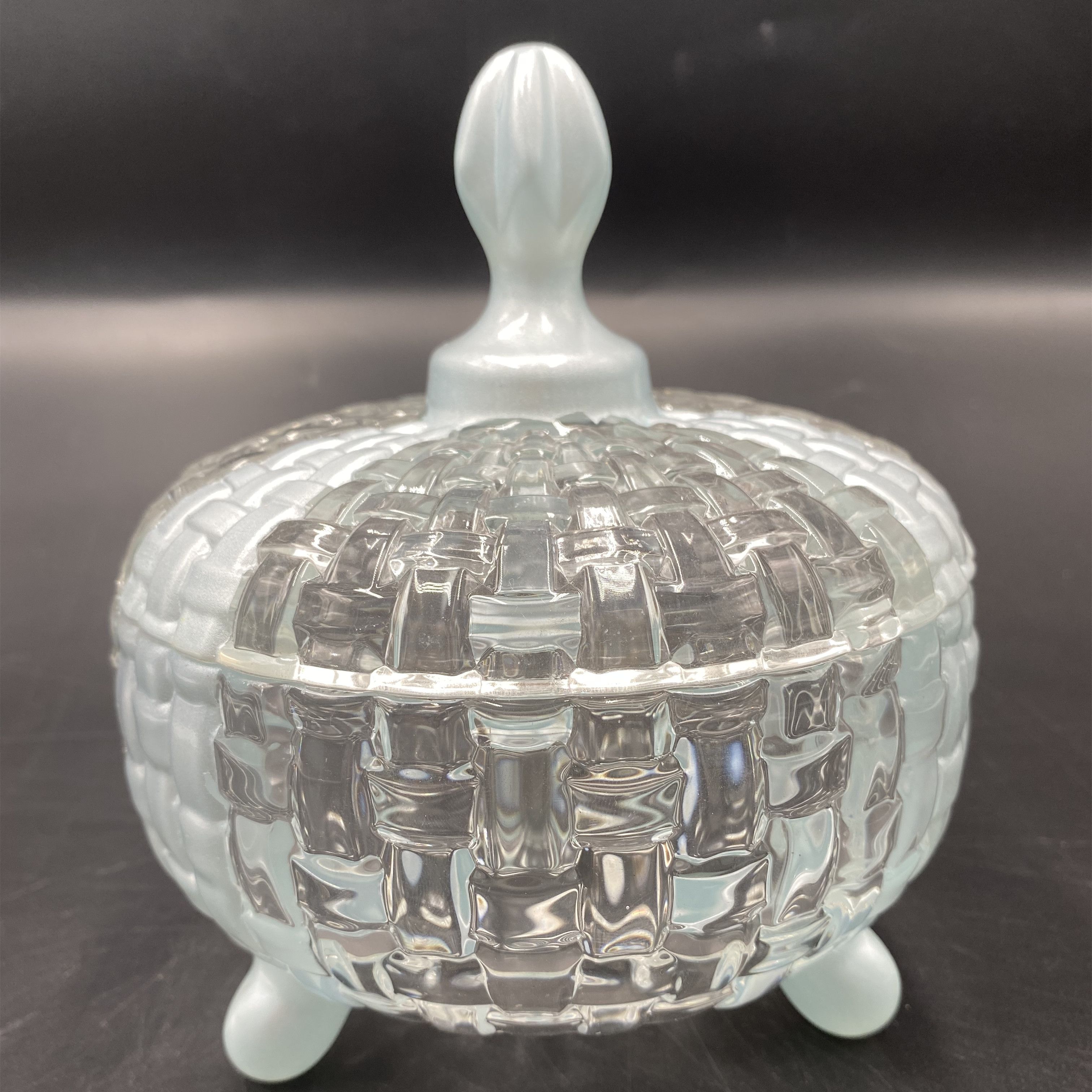 European-style bamboo woven crystal sugar jar, large-capacity storage jar, decorative and storage set in blue