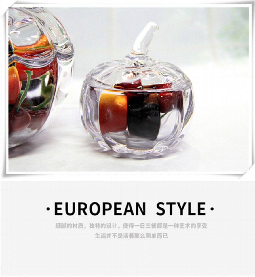 Glass jar pumpkin candy jar fruit snack set in purple style detail image 3