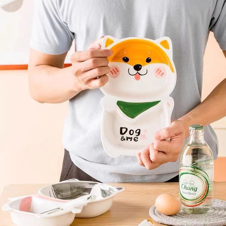 网红陶瓷套装个性饭碗盘子批发酒店用品家用陶瓷小猫泡面碗详情图3
