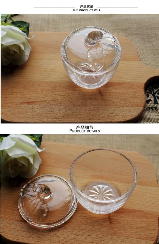 Lead-free glass apple candy jar cover powder detail image 1