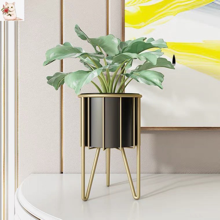 Nordic ironwork flower stand storage rack, indoor living room light luxury flower stand, balcony floor-standing flower stand detail image 2