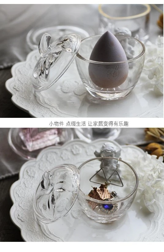 Lead-free glass apple candy jar cover powder detail image 4