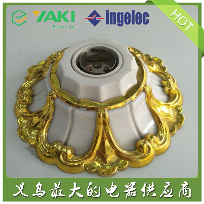The export lamp holder B22 plastic colored lamp head can be customized with golden patterns